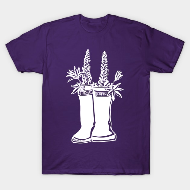 Lupine White Lineart Rain Boots T-Shirt by Pastel.Punkk